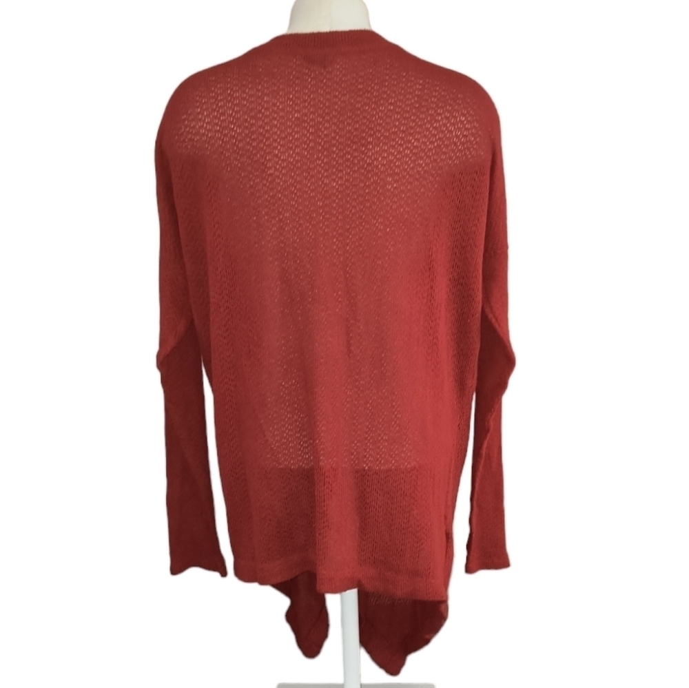 Eddie Bauer Rust Colored Open Front Waterfall Cardigan Size L - Picture 2 of 7